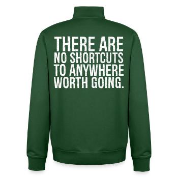 there are no shortcuts to anywhere worth going - Unisex Organic Zip Sweatshirt by Stanley/Stella - bottle green - Back - AI Model Male 185 dark (185cm)