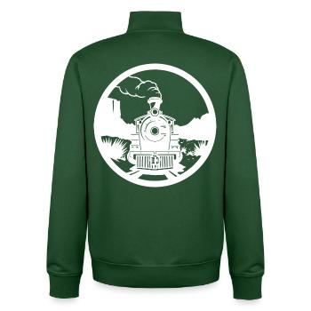 Dessin ferroviaire - Sweat zippé unisexe en coton bio Stanley/Stella - vert bouteille - Dos - AI Model Male 185 dark (185cm)