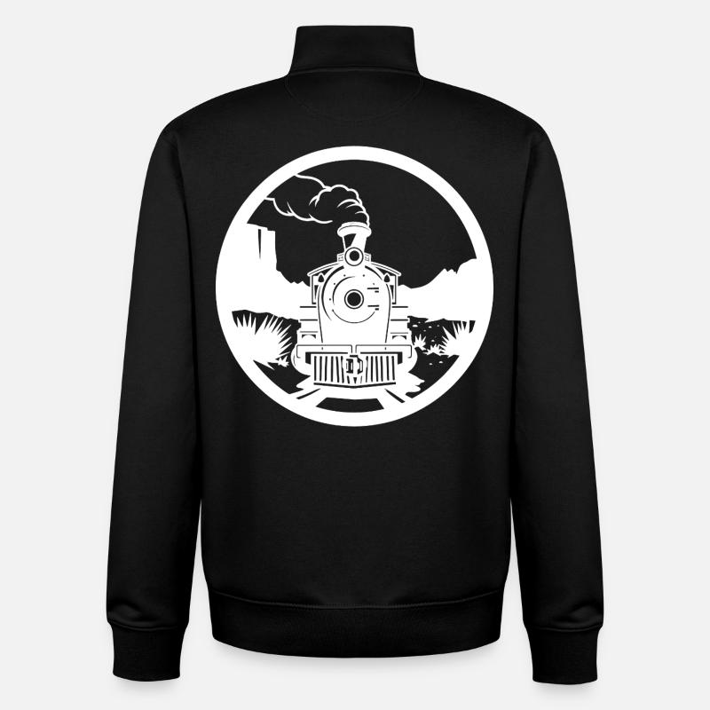 Dessin ferroviaire - Sweat zippé unisexe en coton bio Stanley/Stella - noir