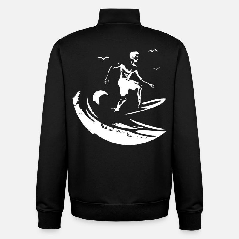 Surfing Drawing - Unisex Organic Zip Sweatshirt by Stanley/Stella - black