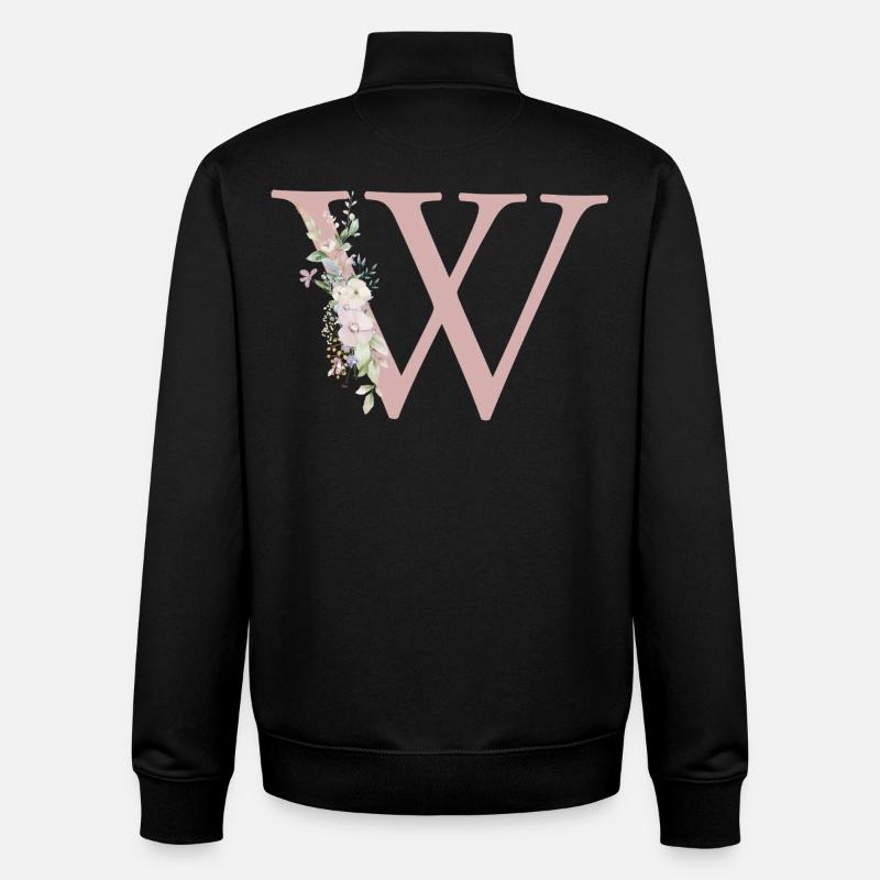 W Monogramm, Floral, personalisierbar - Unisex Organic Zip Sweatshirt von Stanley/Stella - Schwarz