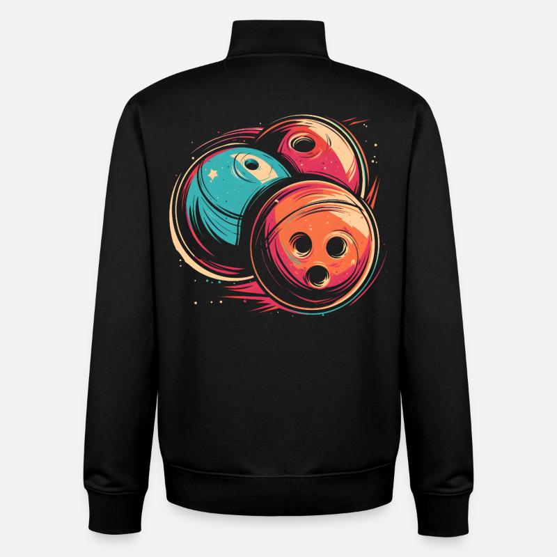 Bowling Balls Synthwave - Unisex Organic Zip Sweatshirt by Stanley/Stella - black