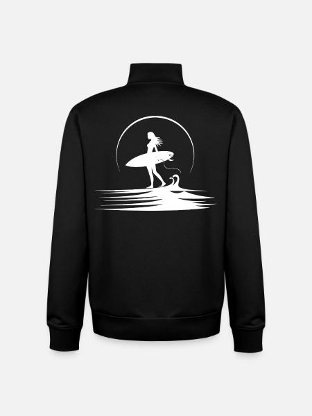 Surfeur - Sweat zippé unisexe en coton bio Stanley/Stella - noir