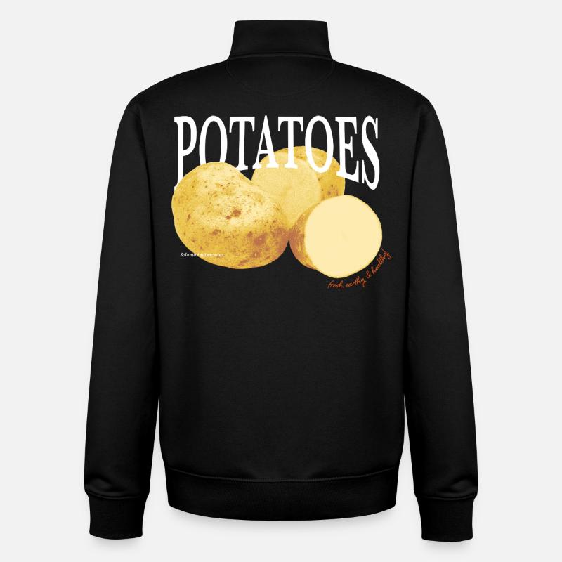 Potatoes – Retro Vegetable Statement - Unisex Organic Zip Sweatshirt by Stanley/Stella - black