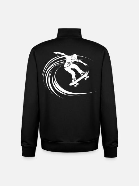 Skateboarder Drawing - Unisex Organic Zip Sweatshirt by Stanley/Stella - black