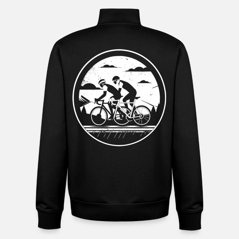 Illustration de cyclisme - Sweat zippé unisexe en coton bio Stanley/Stella - noir
