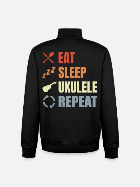 Eat Sleep Ukulele Repeat - Unisex Organic Zip Sweatshirt von Stanley/Stella - Schwarz