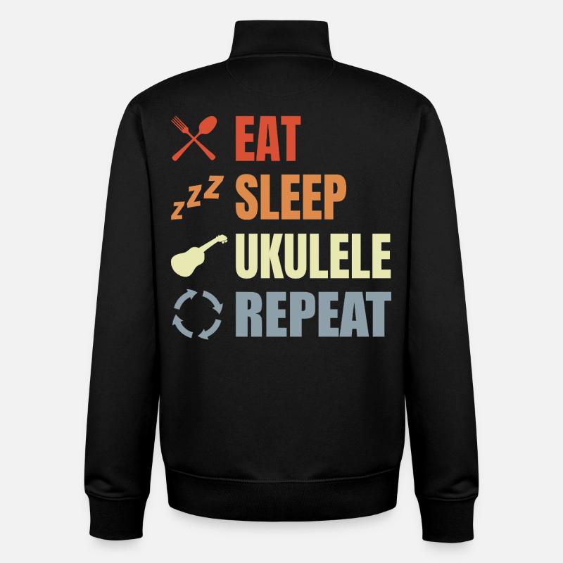 Eat Sleep Ukulele Repeat - Unisex Organic Zip Sweatshirt by Stanley/Stella - black