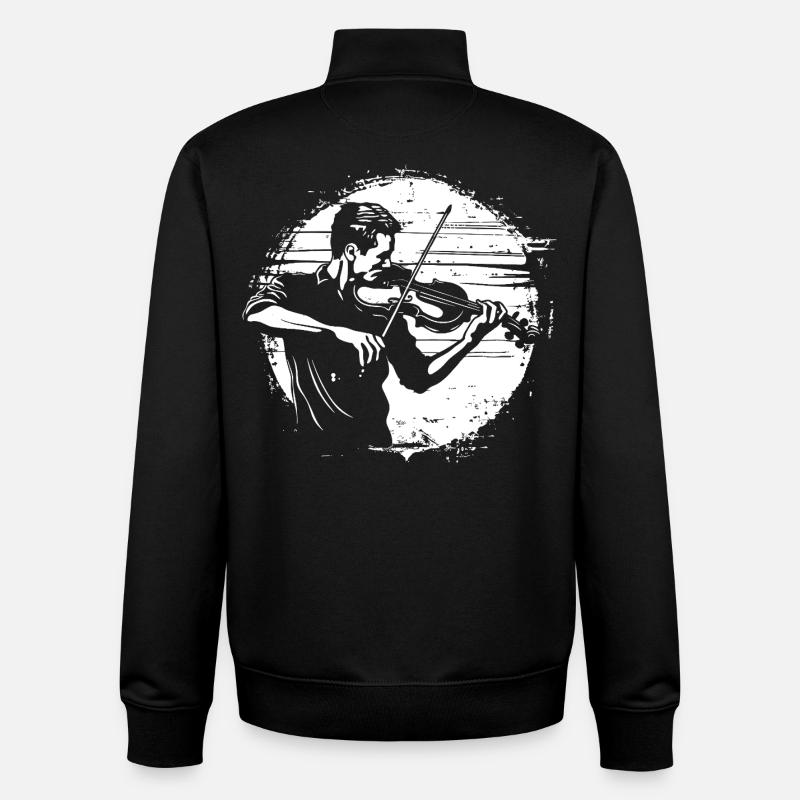 Croquis de violoniste - Sweat zippé unisexe en coton bio Stanley/Stella - noir