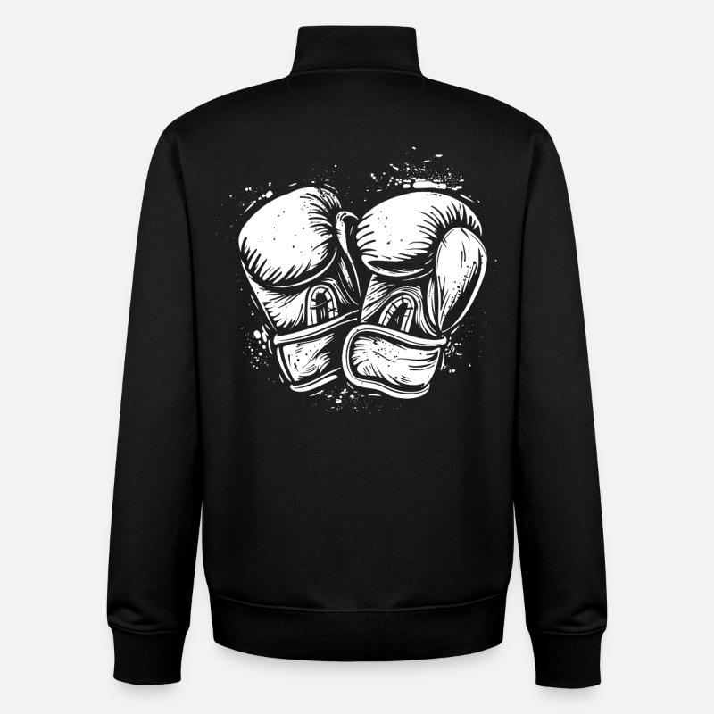Dessin de gants de boxe - Sweat zippé unisexe en coton bio Stanley/Stella - noir
