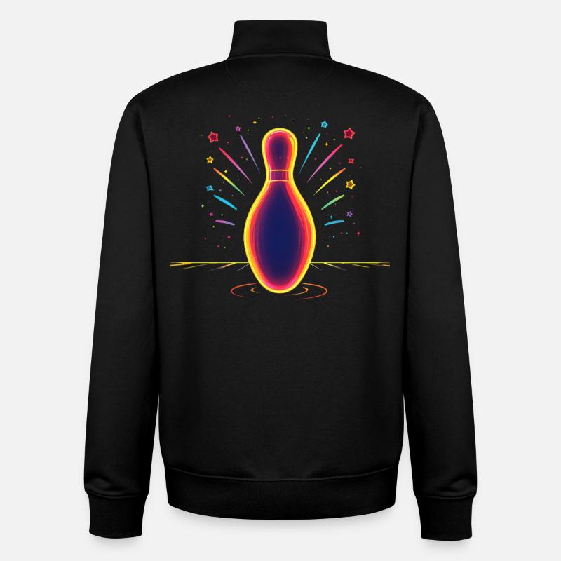 Bowling Synthwave - Sweat zippé unisexe en coton bio Stanley/Stella - noir