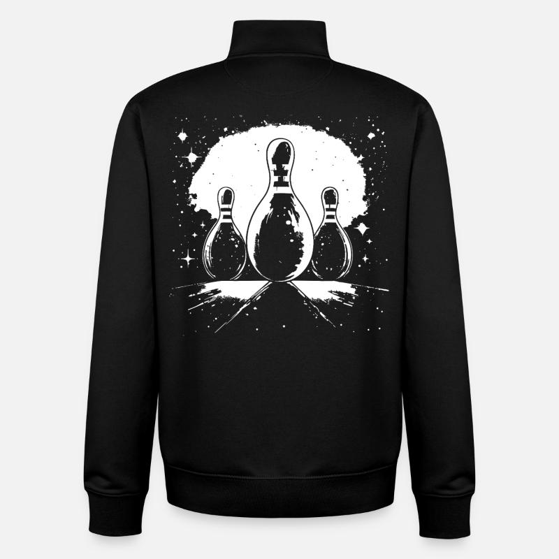 Quilles de bowling - Sweat zippé unisexe en coton bio Stanley/Stella - noir