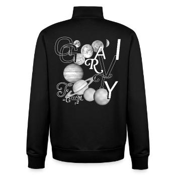 Typo Power: Gravity in Style - Unisex Organic Zip Sweatshirt by Stanley/Stella - black - Back - AI Model Male 185 light (185cm)