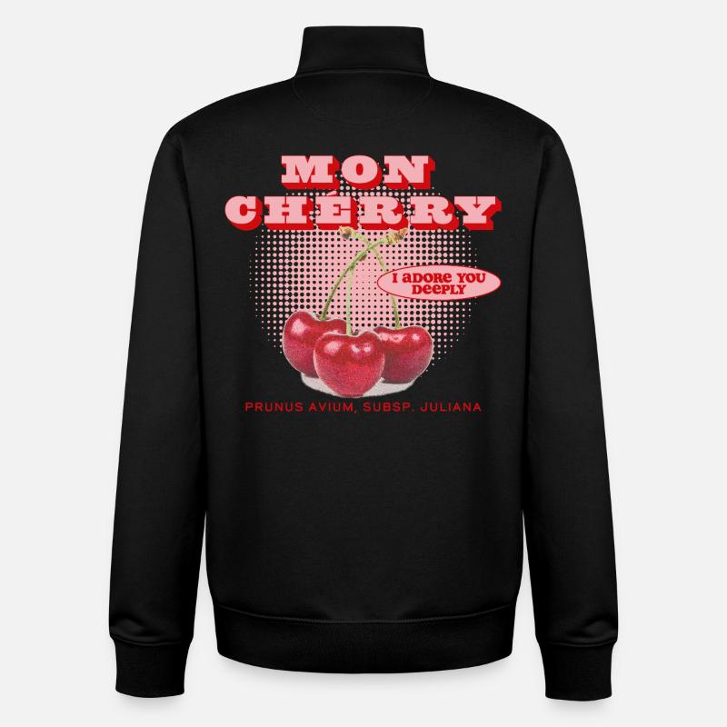 Mon Cherry Love - Sweat zippé unisexe en coton bio Stanley/Stella - noir
