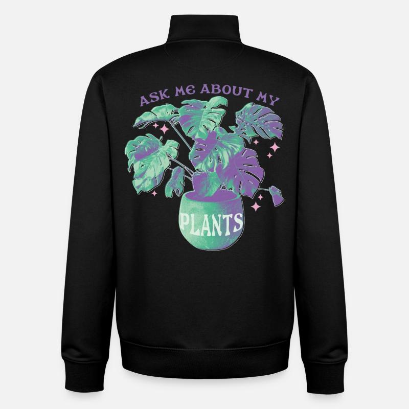 Ask Me About My Plants - Unisex Organic Zip Sweatshirt von Stanley/Stella - Schwarz