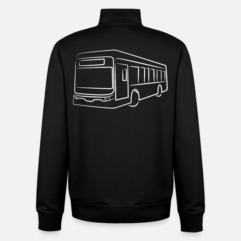 Dessin de ligne de bus - Sweat zippé unisexe en coton bio Stanley/Stella - noir