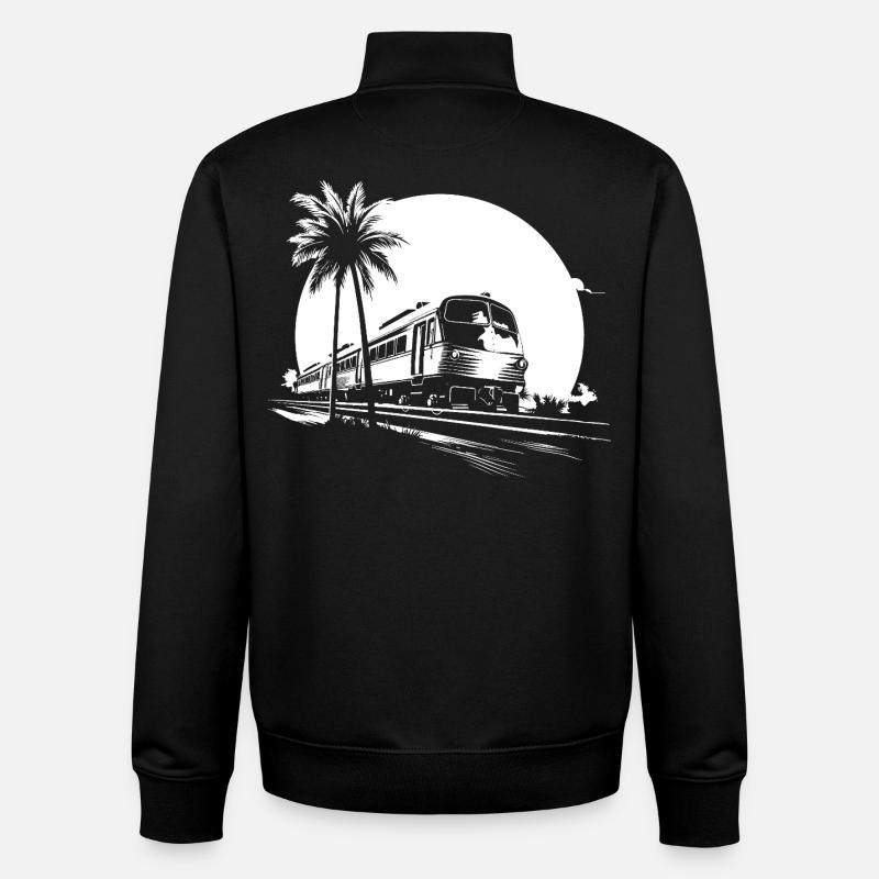 Train Graphics - Unisex Organic Zip Sweatshirt by Stanley/Stella - black