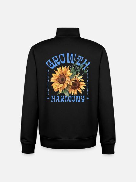 Growth Harmony Sunflower Art - Unisex Organic Zip Sweatshirt by Stanley/Stella - black