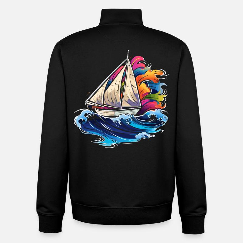 Sailing Synthwave - Unisex Organic Zip Sweatshirt by Stanley/Stella - black