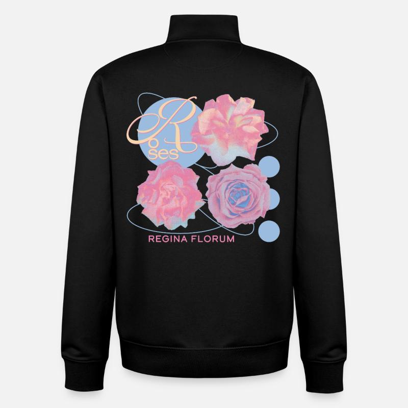 Regina Florum – Ausgefallenes Rosendesign - Unisex Organic Zip Sweatshirt von Stanley/Stella - Schwarz