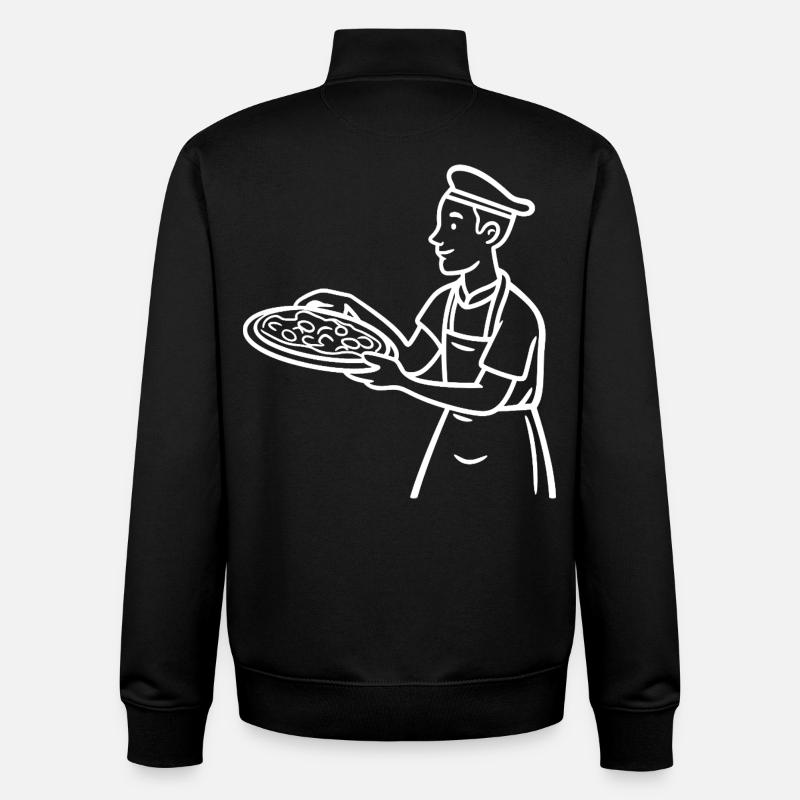 Pizza Baker Drawing - Unisex Organic Zip Sweatshirt by Stanley/Stella - black