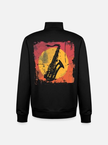 Saxophone Vaporwave - Unisex Organic Zip Sweatshirt by Stanley/Stella - black