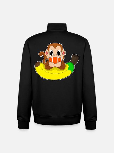 Affe Poker Pokerkarten - Unisex Organic Zip Sweatshirt von Stanley/Stella - Schwarz