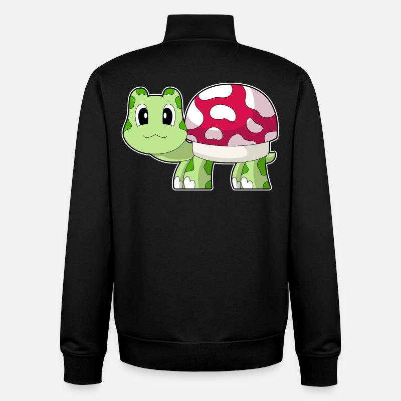 Champignon Tortue - Sweat zippé unisexe en coton bio Stanley/Stella - noir