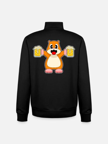 Bière de hamster - Sweat zippé unisexe en coton bio Stanley/Stella - noir