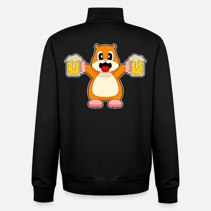 Bière de hamster - Sweat zippé unisexe en coton bio Stanley/Stella - noir