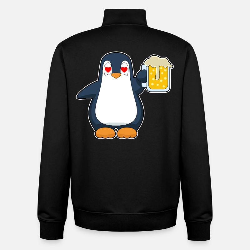 Bière Pingouin - Sweat zippé unisexe en coton bio Stanley/Stella - noir