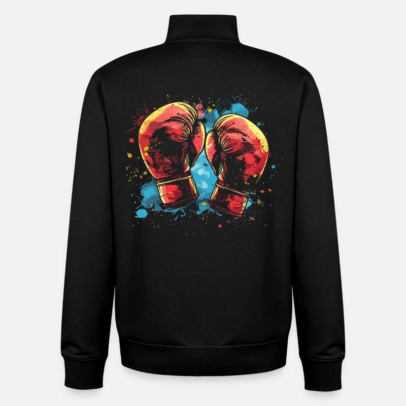 Gants de boxe Street Art - Sweat zippé unisexe en coton bio Stanley/Stella - noir