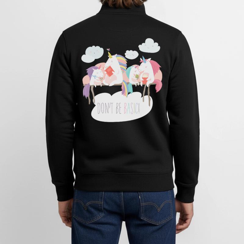 Unicorn don't be basic statement Unisex Organic Zip Sweatshirt by Stanley/Stella