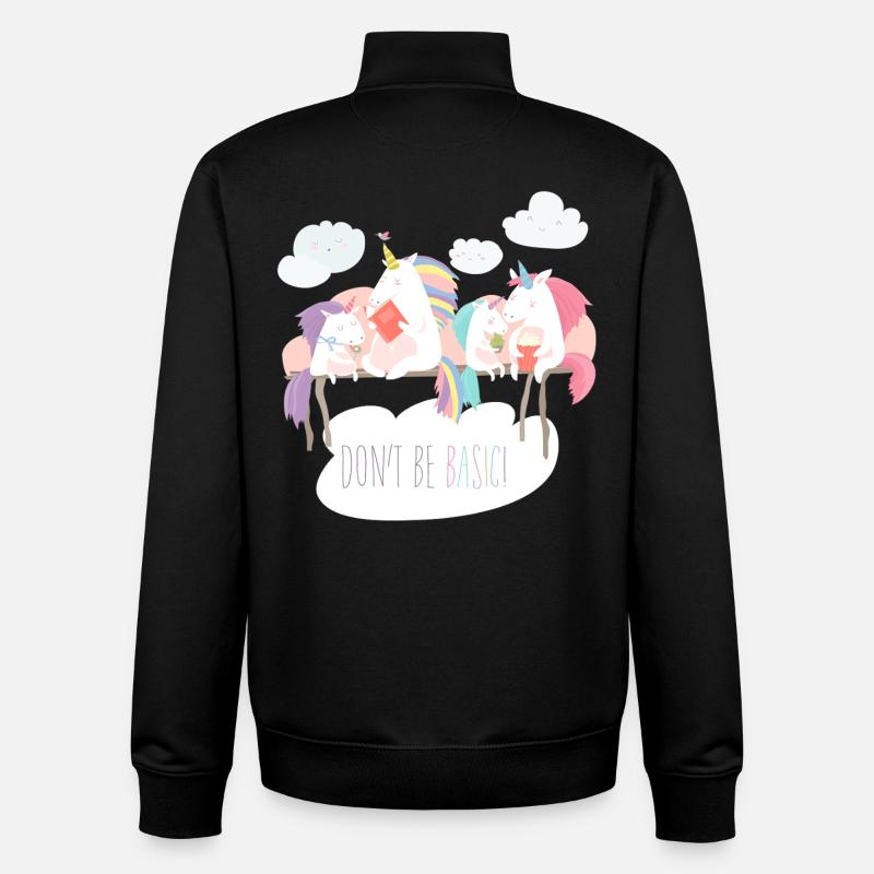 Einhorn don't be basic statement - Unisex Organic Zip Sweatshirt von Stanley/Stella - Schwarz