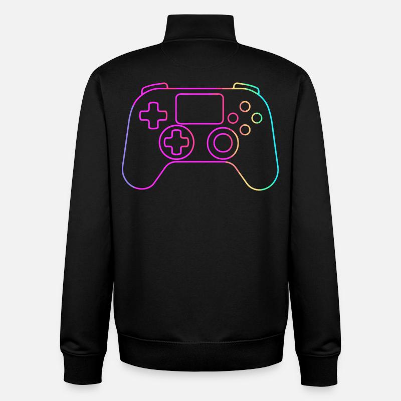 Croquis de manette de jeu - Sweat zippé unisexe en coton bio Stanley/Stella - noir
