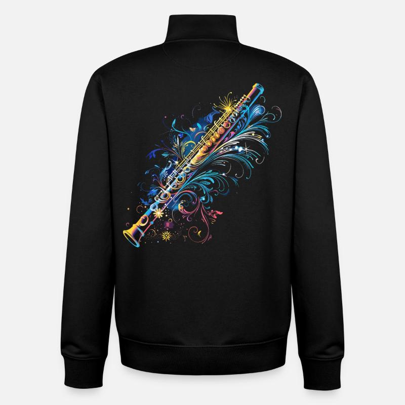 Flûte Bande dessinée - Sweat zippé unisexe en coton bio Stanley/Stella - noir