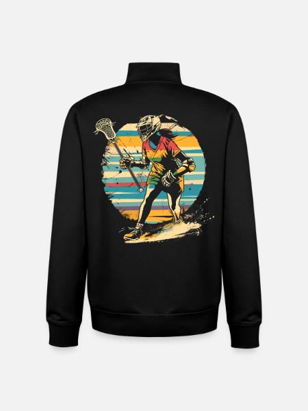 Retro Lacrosse Player 90s - Unisex Organic Zip Sweatshirt by Stanley/Stella - black