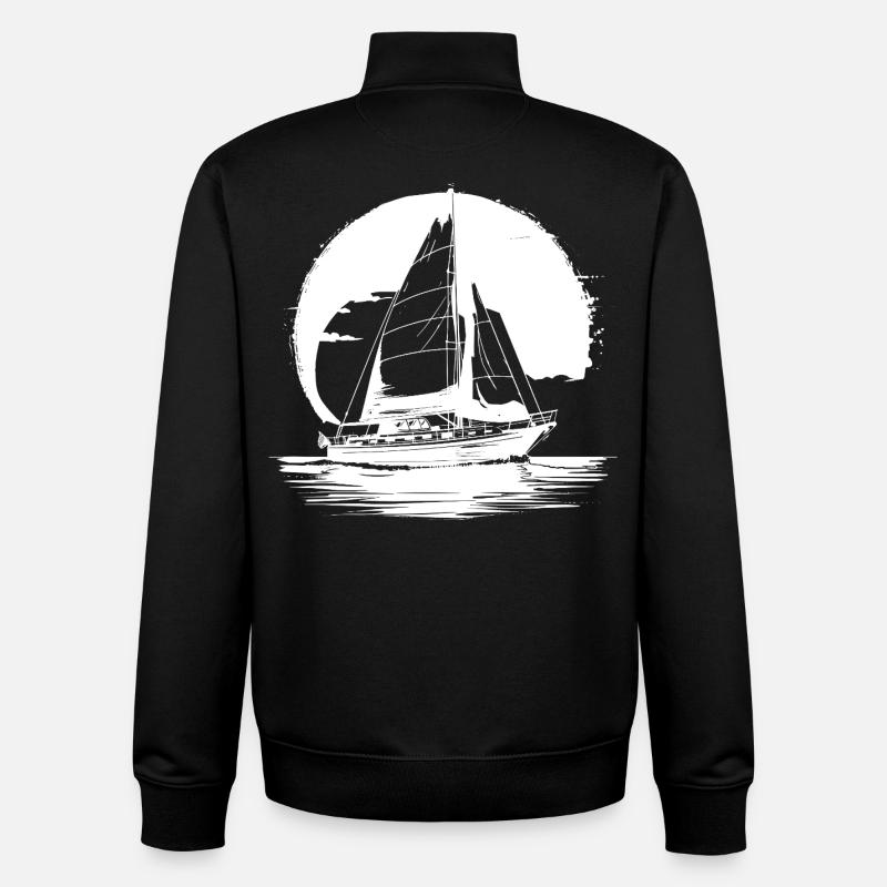 Dessin de voile - Sweat zippé unisexe en coton bio Stanley/Stella - noir