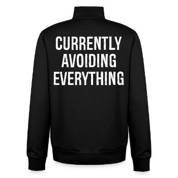 currently avoiding everything - Unisex Organic Zip Sweatshirt by Stanley/Stella - black - Back - AI Model Male 185 light (185cm)
