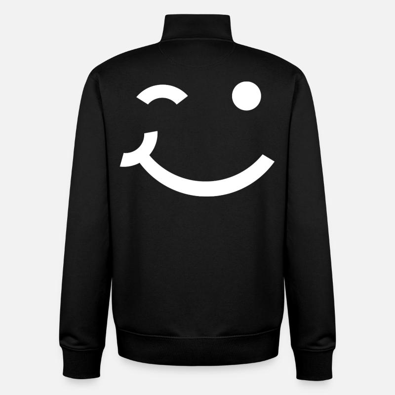 Winking face, Wink smile - Unisex Organic Zip Sweatshirt by Stanley/Stella - black
