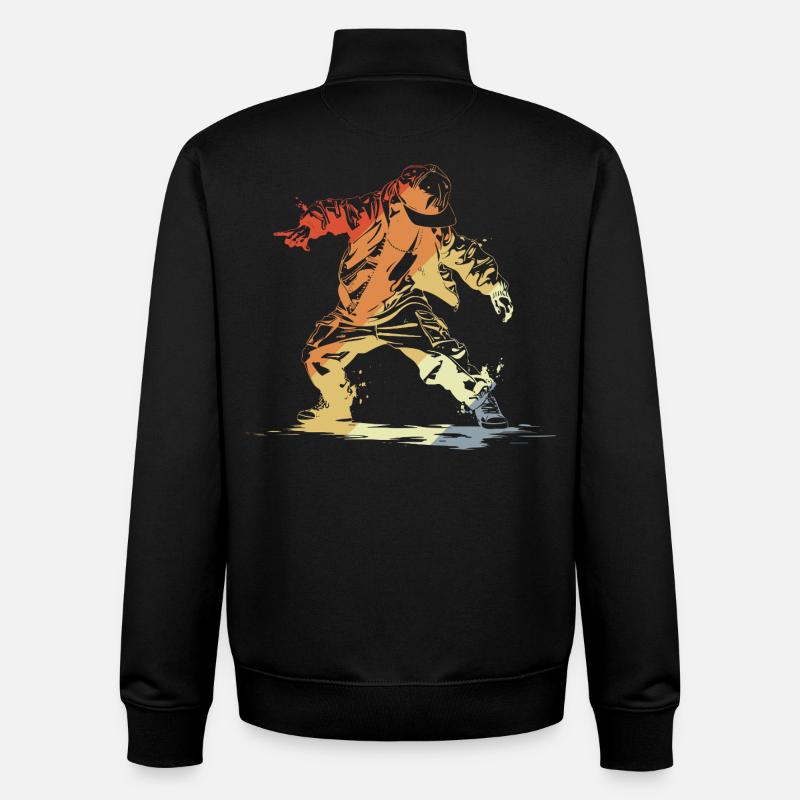 B-Boy Rétro - Sweat zippé unisexe en coton bio Stanley/Stella - noir