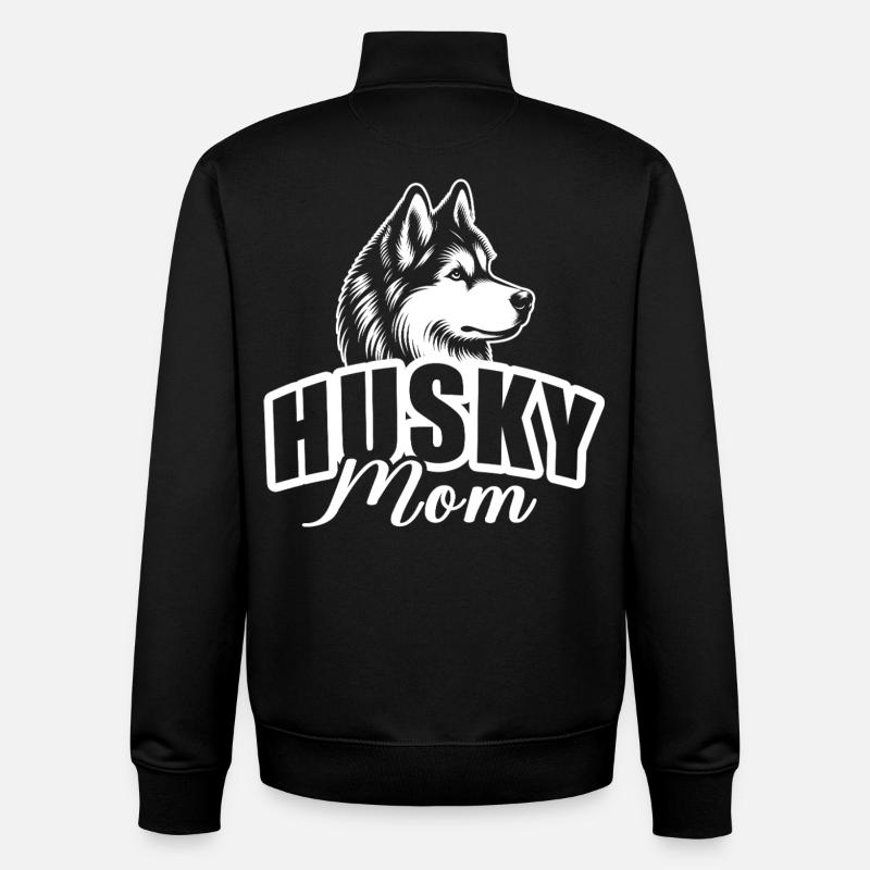 "Husky Mom" - Unisex Organic Zip Sweatshirt von Stanley/Stella - Schwarz
