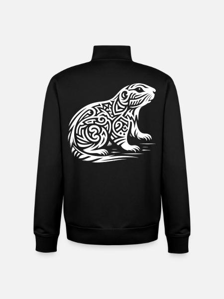 Chien de prairie tribal - Sweat zippé unisexe en coton bio Stanley/Stella - noir