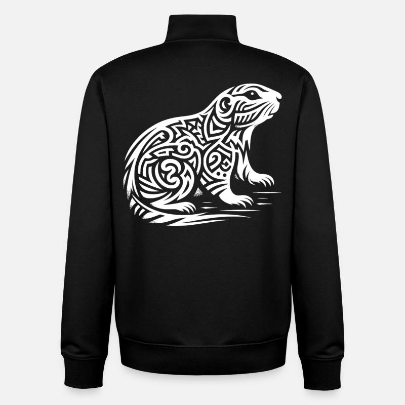 Chien de prairie tribal - Sweat zippé unisexe en coton bio Stanley/Stella - noir