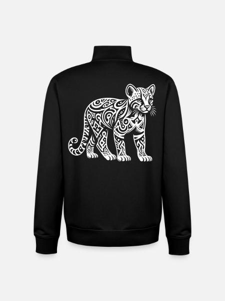 Ocelot tribal - Sweat zippé unisexe en coton bio Stanley/Stella - noir