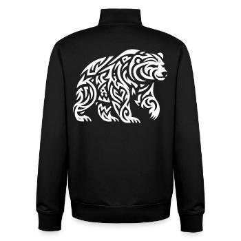 Ours grizzli tribal - Sweat zippé unisexe en coton bio Stanley/Stella - noir - Dos - AI Model Male 185 light (185cm)