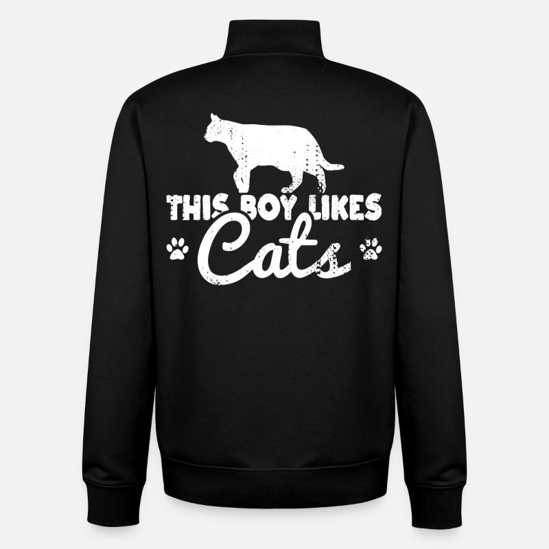 Ce garçon aime les chats - Sweat zippé unisexe en coton bio Stanley/Stella - noir