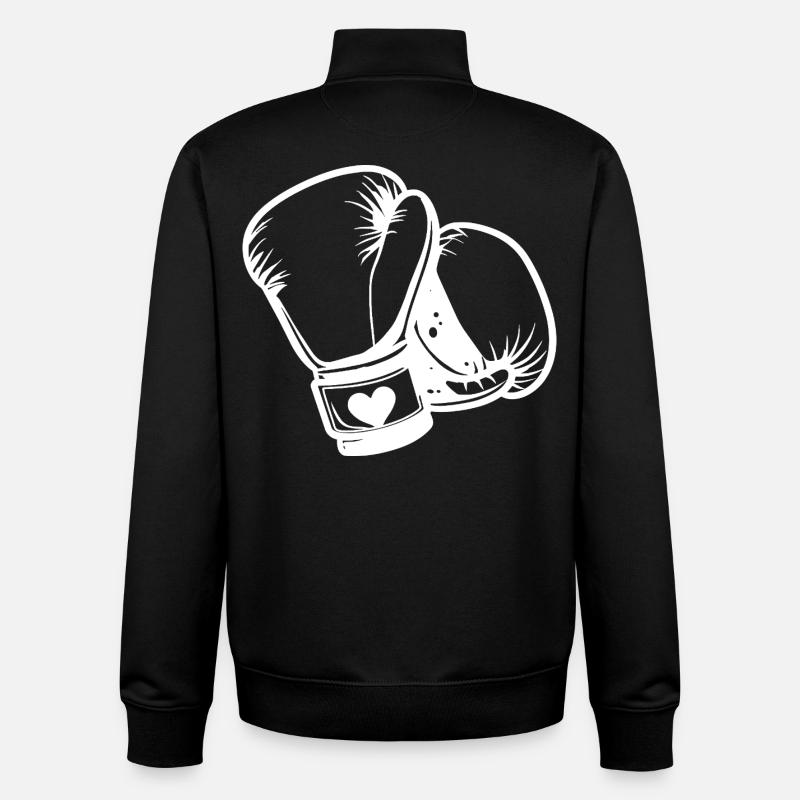 Croquis de gants de boxe - Sweat zippé unisexe en coton bio Stanley/Stella - noir