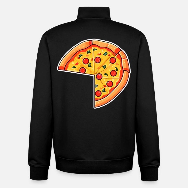 Pizza Cartoon Look - Sweat zippé unisexe en coton bio Stanley/Stella - noir