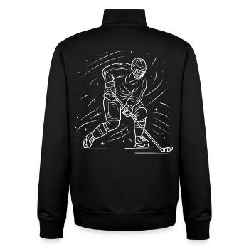Dessin d’un amateur de hockey sur glace - Sweat zippé unisexe en coton bio Stanley/Stella - noir - Dos - AI Model Male 185 light (185cm)
